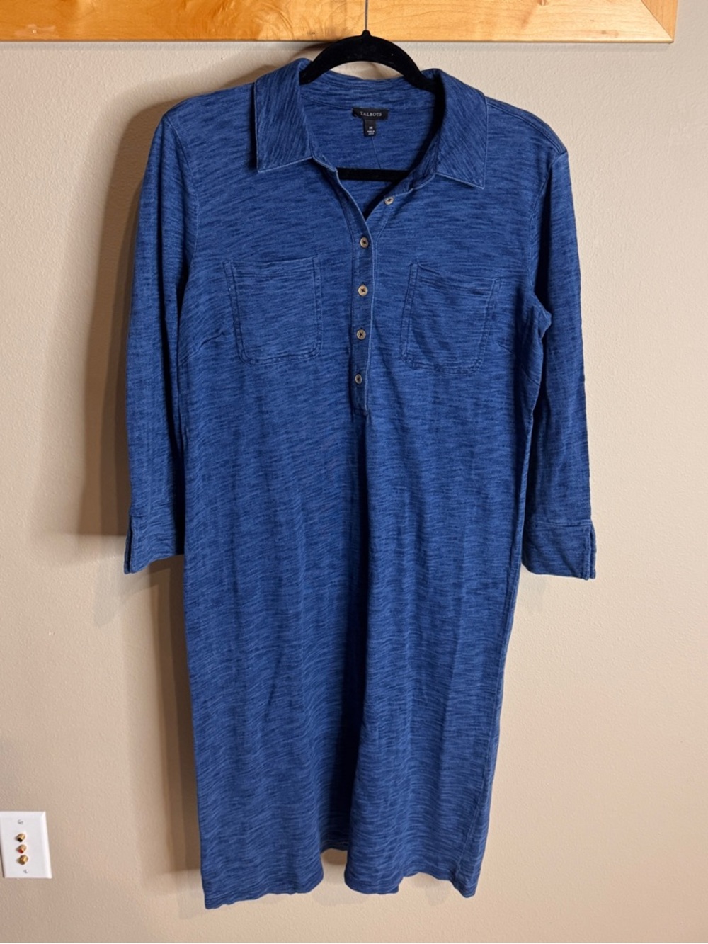 NWT Talbots Blue Long-Sleeve Polo Shirt Dress